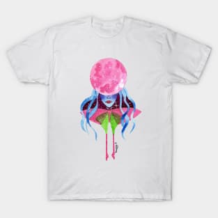 Luna Moth Girl Moon Watercolor Painting T-Shirt